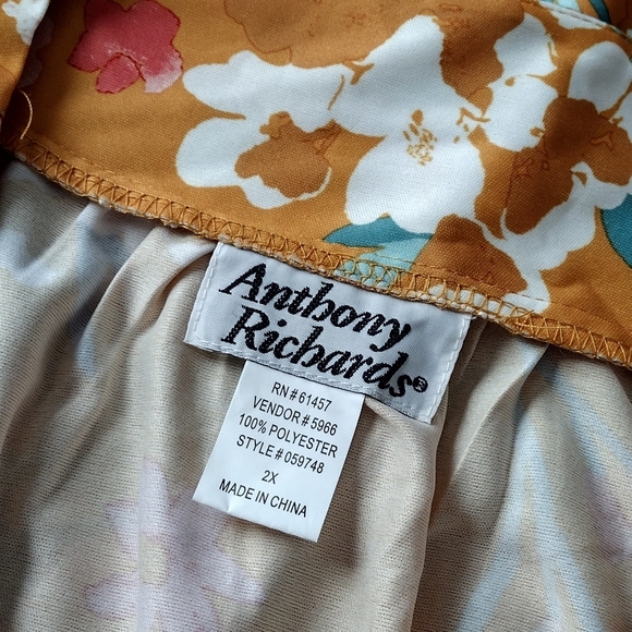 Anthony Richards Gold Floral Muumuu Dress Size 2X - Picture 6 of 8